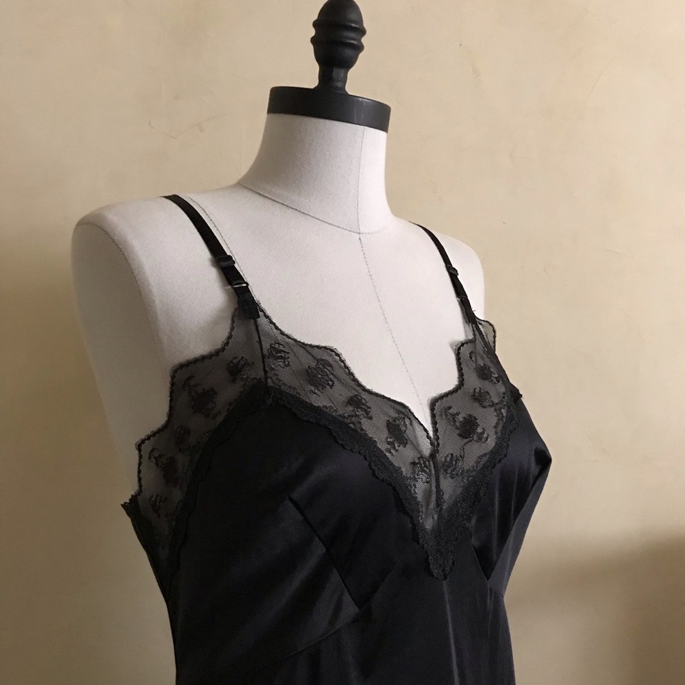 Vintage Black Lace Trim Slip